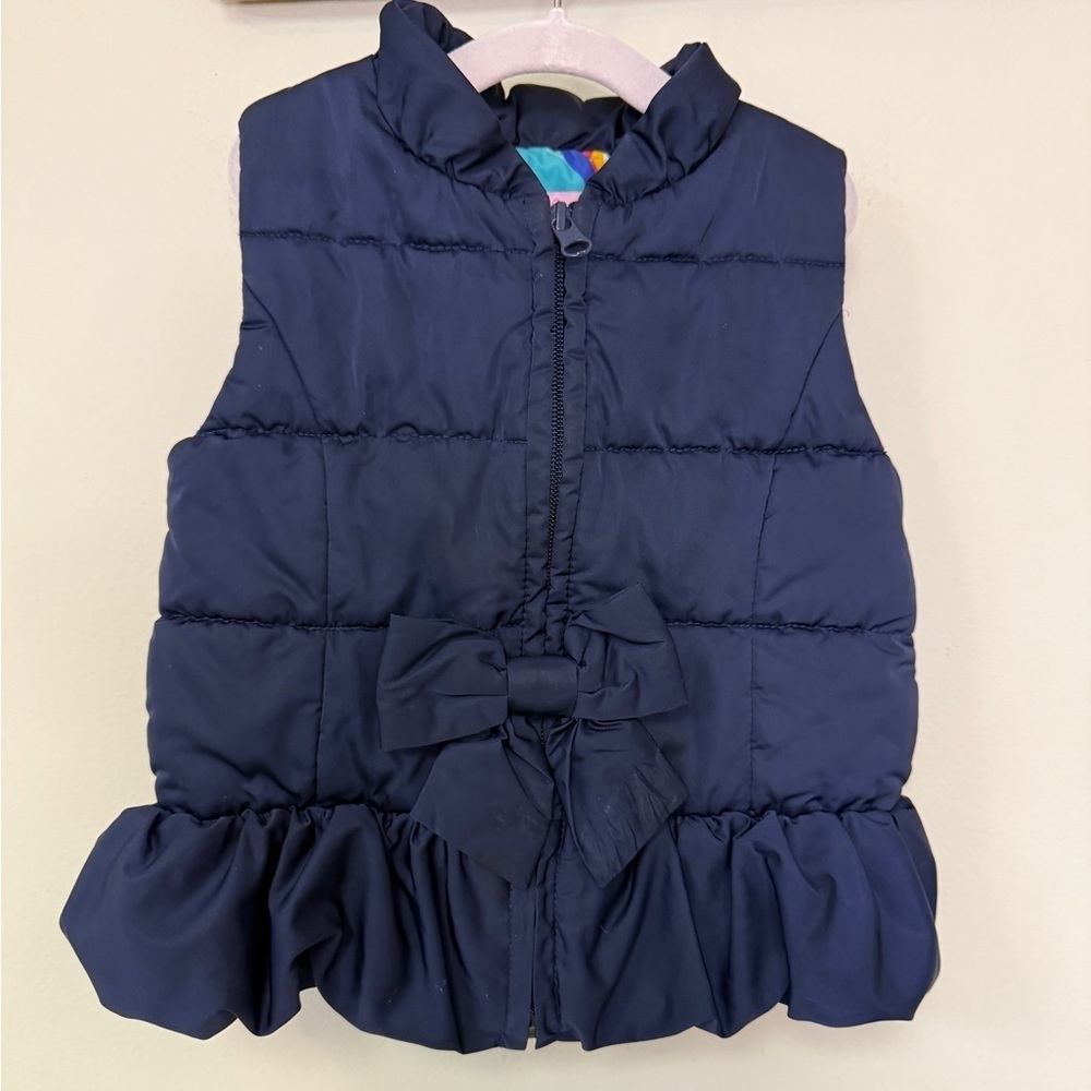 Lilly Pulitzer: Girls Navy Blue Bow Puffer Vest, Size S (4/5)